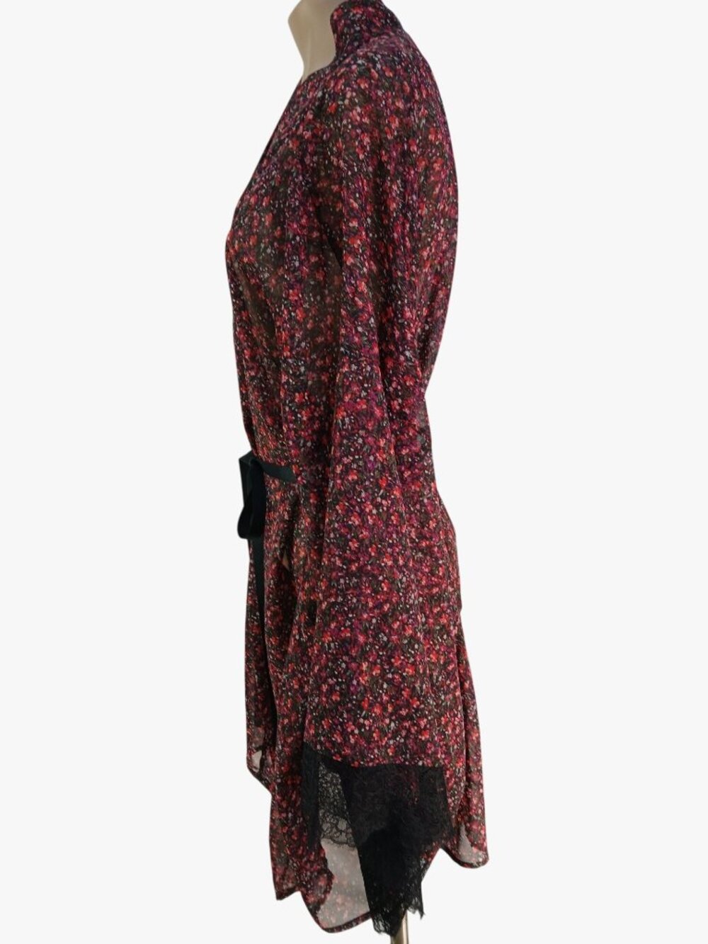 Cacique Floral Babydoll Nighty 4X Lingerie Sheer Lace Kimono Robe Black Red Flor - Picture 11 of 16